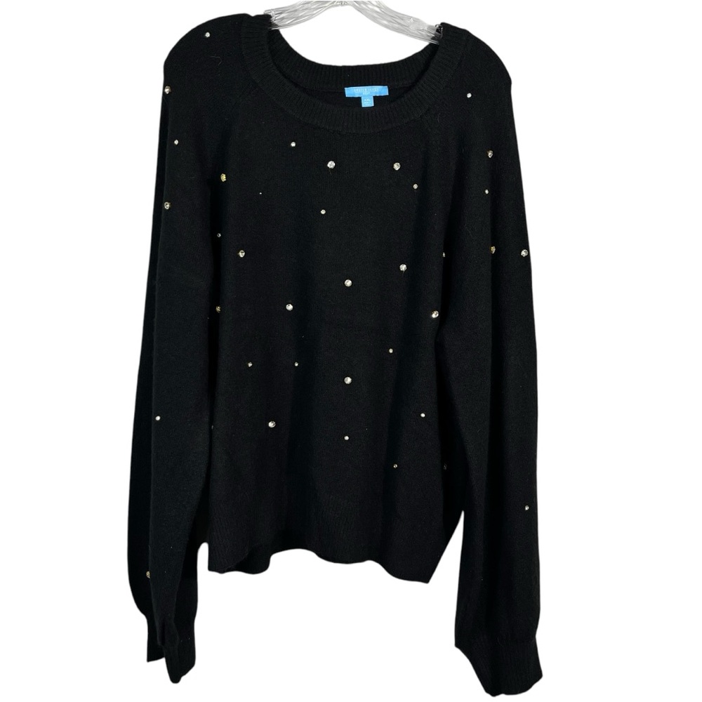 Draper James RSVP Black Rhinestone Embellished Pattern Oversized Sweater Top XXL